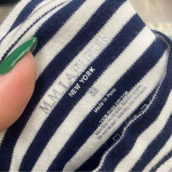 M.M. LaFleur The Alina T-Shirt Striped Pima Cotton Sleeveless XS Blue White Tank - Picture 5 of 6